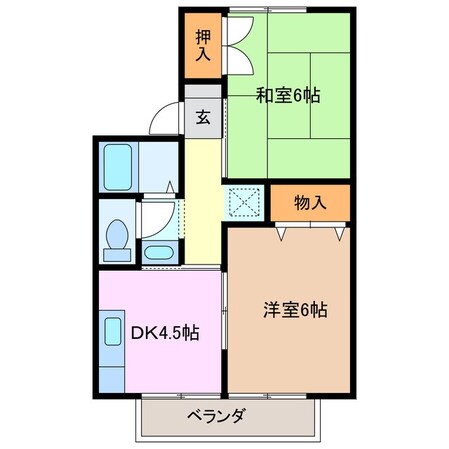 近鉄富田駅 徒歩7分 2階の物件間取画像